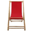 vidaXL Liegestuhl Bambus Canvas Rot Verstellbar Klappbar Bild 1