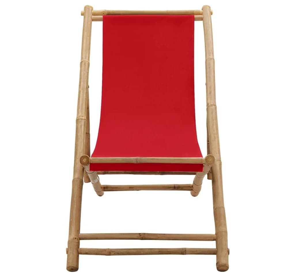 vidaXL Liegestuhl Bambus Canvas Rot Verstellbar Klappbar