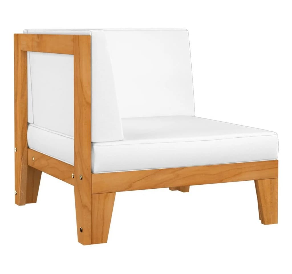 vidaXL Modular-Ecksofa mit Cremeweißen Kissen Massivholz - Bild 2