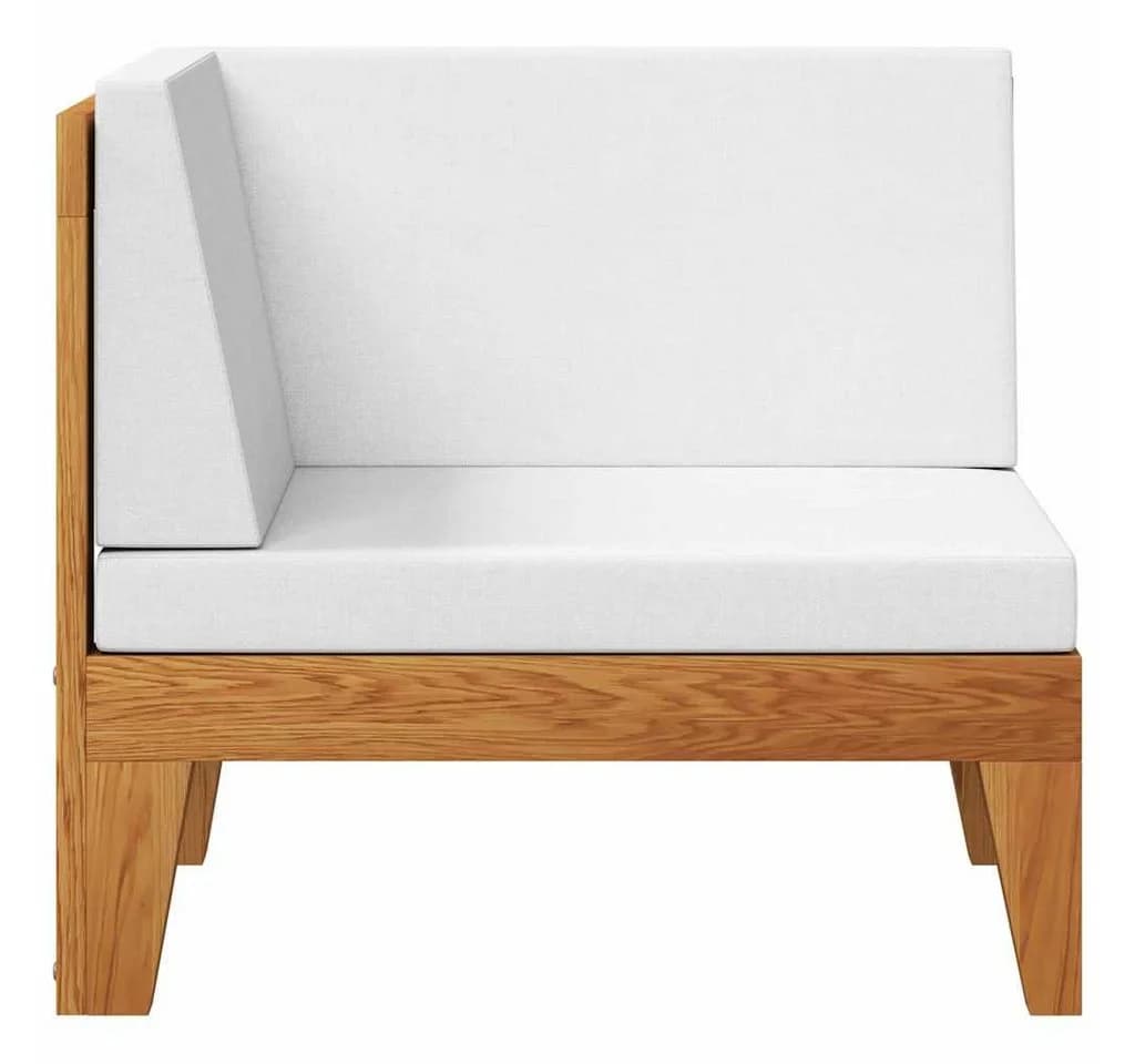 vidaXL Modular-Ecksofa mit Cremeweißen Kissen Massivholz - Bild 3