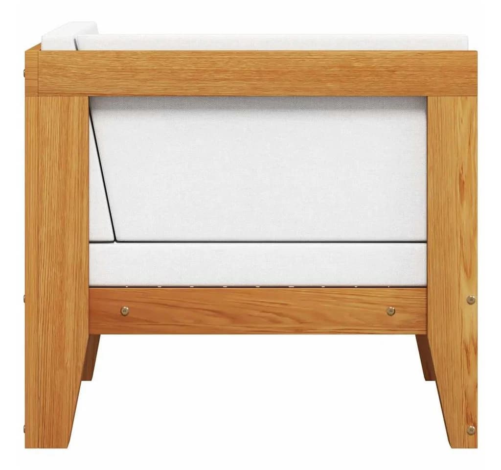 vidaXL Modular-Ecksofa mit Cremeweißen Kissen Massivholz - Bild 4