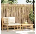 vidaXL Garten-Lounge-Set 2-tlg. Bambus Cremeweiß mit Kissen Bild 1