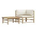vidaXL Garten-Lounge-Set 2-tlg. Bambus Cremeweiß mit Kissen Bild 2