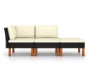 vidaXL Sofaelement 3-tlg. Garten-Lounge-Set Poly Rattan Eukalyptus Bild 1