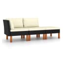 vidaXL Sofaelement 3-tlg. Garten-Lounge-Set Poly Rattan Eukalyptus Bild 2