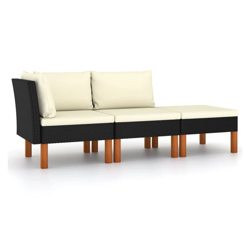 vidaXL Sofaelement 3-tlg. Garten-Lounge-Set Poly Rattan Eukalyptus - Bild 2