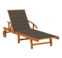 vidaXL Gartenliege Sonnenliege mit Auflage Massivholz Taupe Bild 2
