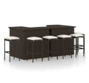 vidaXL Gartenbar-Set 8-tlg. mit Kissen Poly Rattan Braun Bild 2