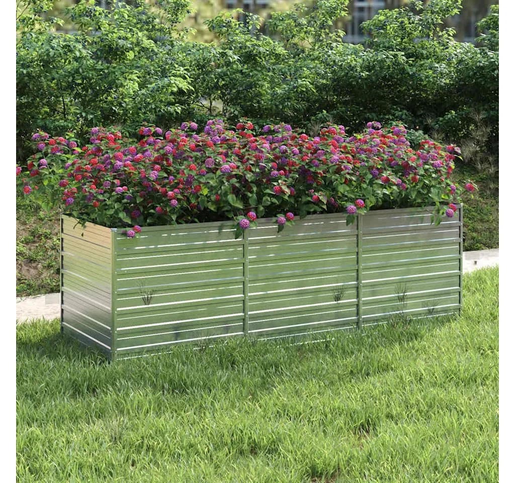 vidaXL Hochbeet 240x80x77 cm Verzinkter Stahl Silber