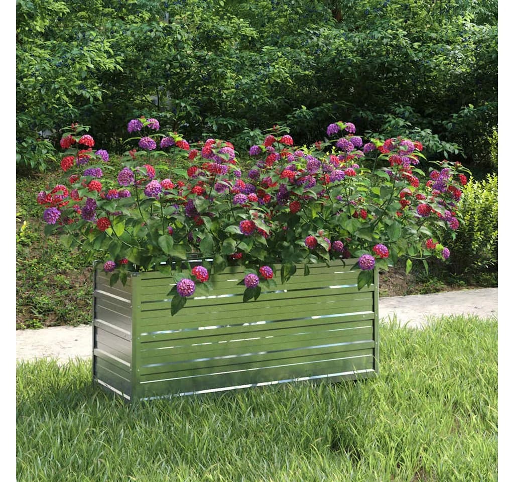 vidaXL Hochbeet Verzinkter Stahl Silber Garten