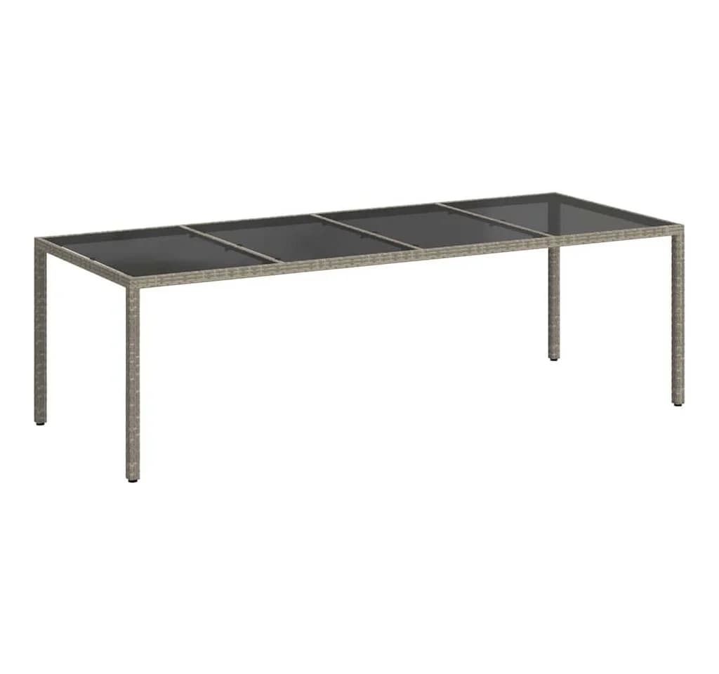 vidaXL Gartentisch Grau Poly Rattan Hartglas - Bild 2