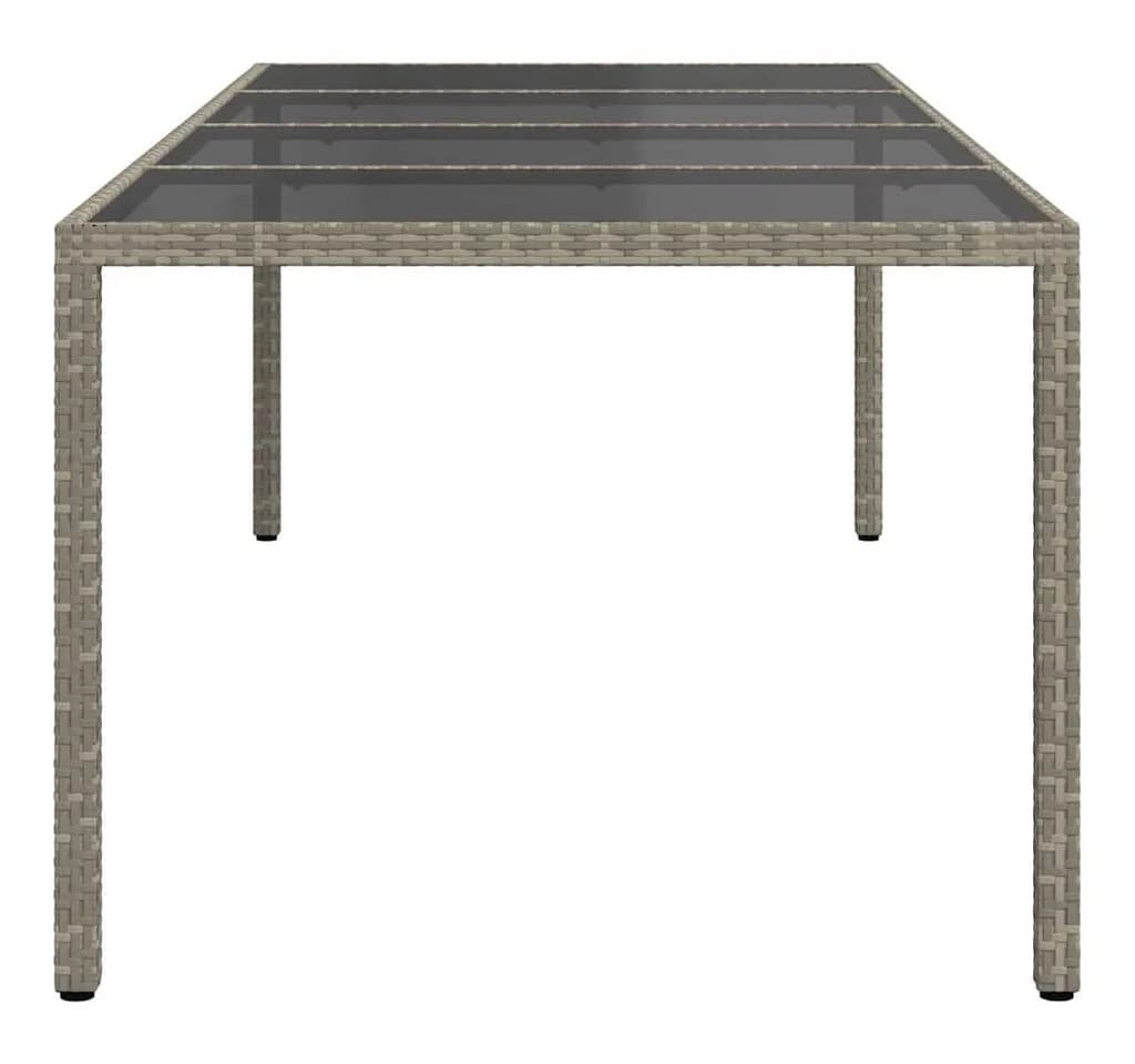 vidaXL Gartentisch Grau Poly Rattan Hartglas - Bild 4