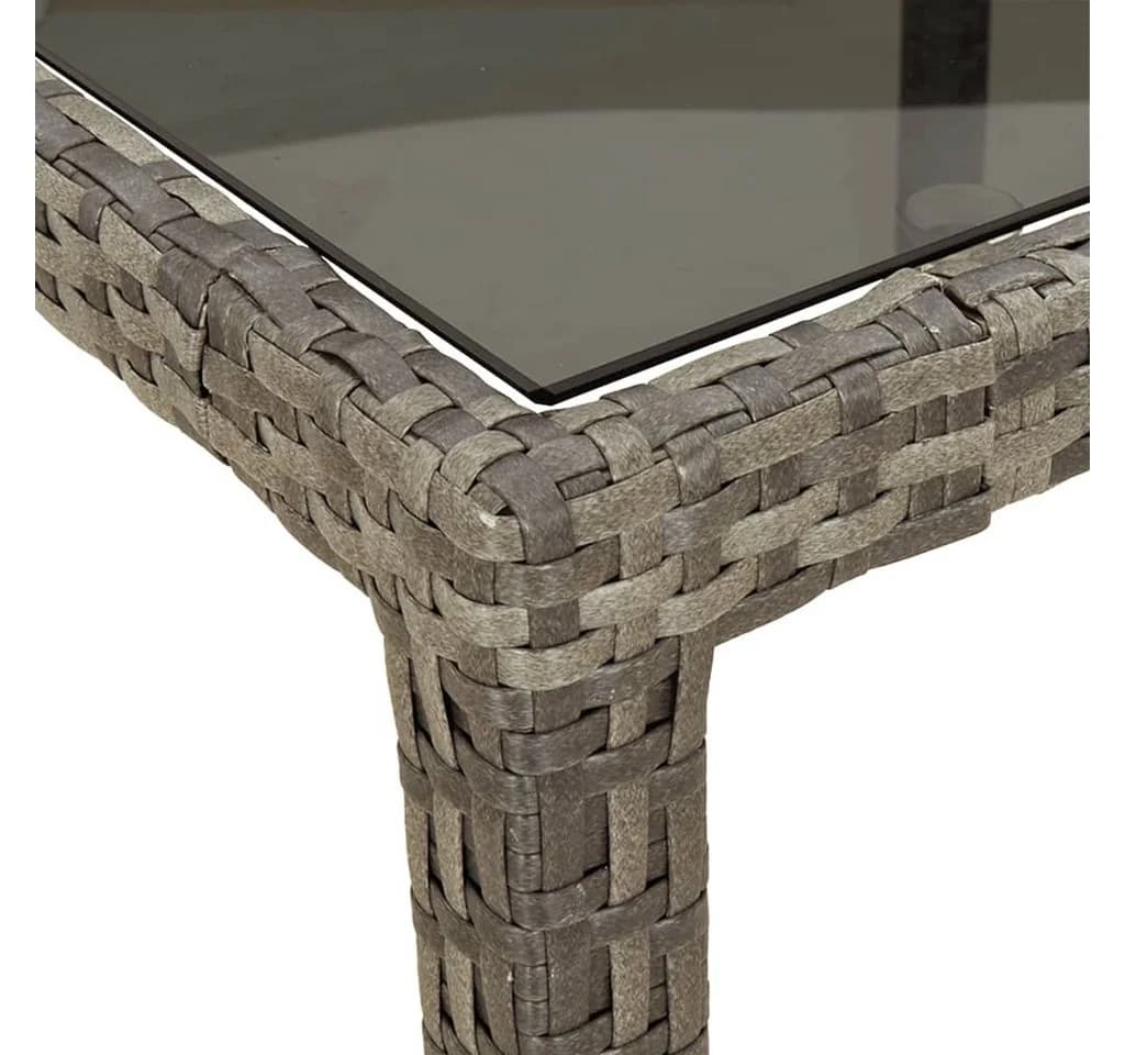vidaXL Gartentisch Grau Poly Rattan Hartglas - Bild 5