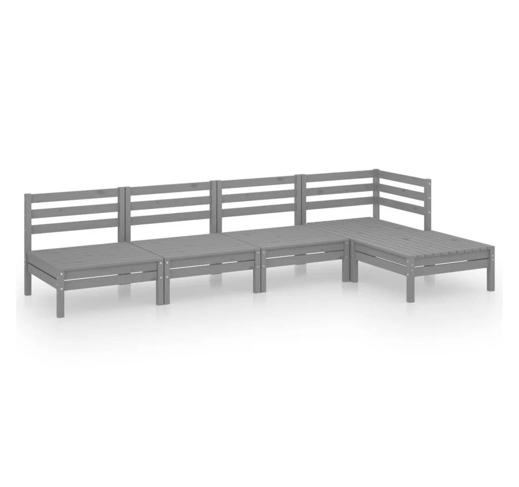 vidaXL Gartenlounge-Set 5-tlg. Grau Massivholz Kiefer - Bild 2