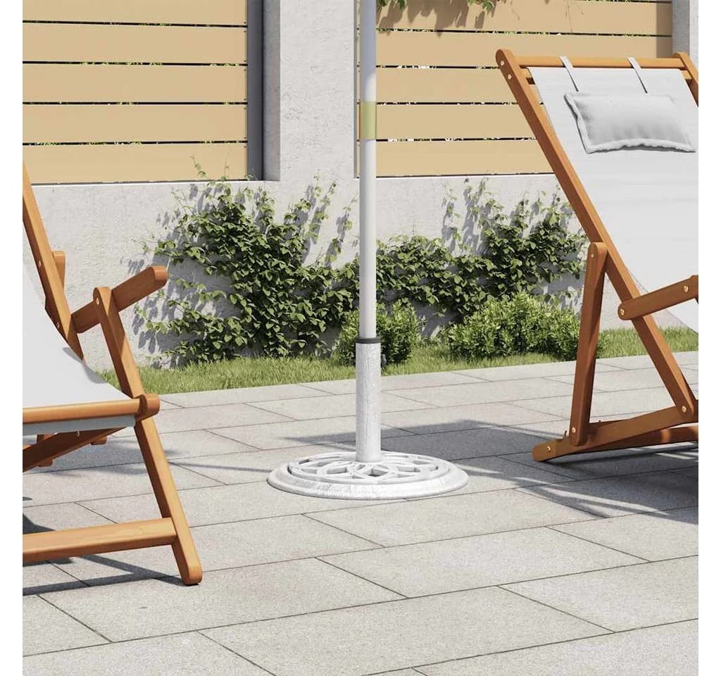 vidaXL Schirmhalter Weiß Gusseisen mit Blumenmuster