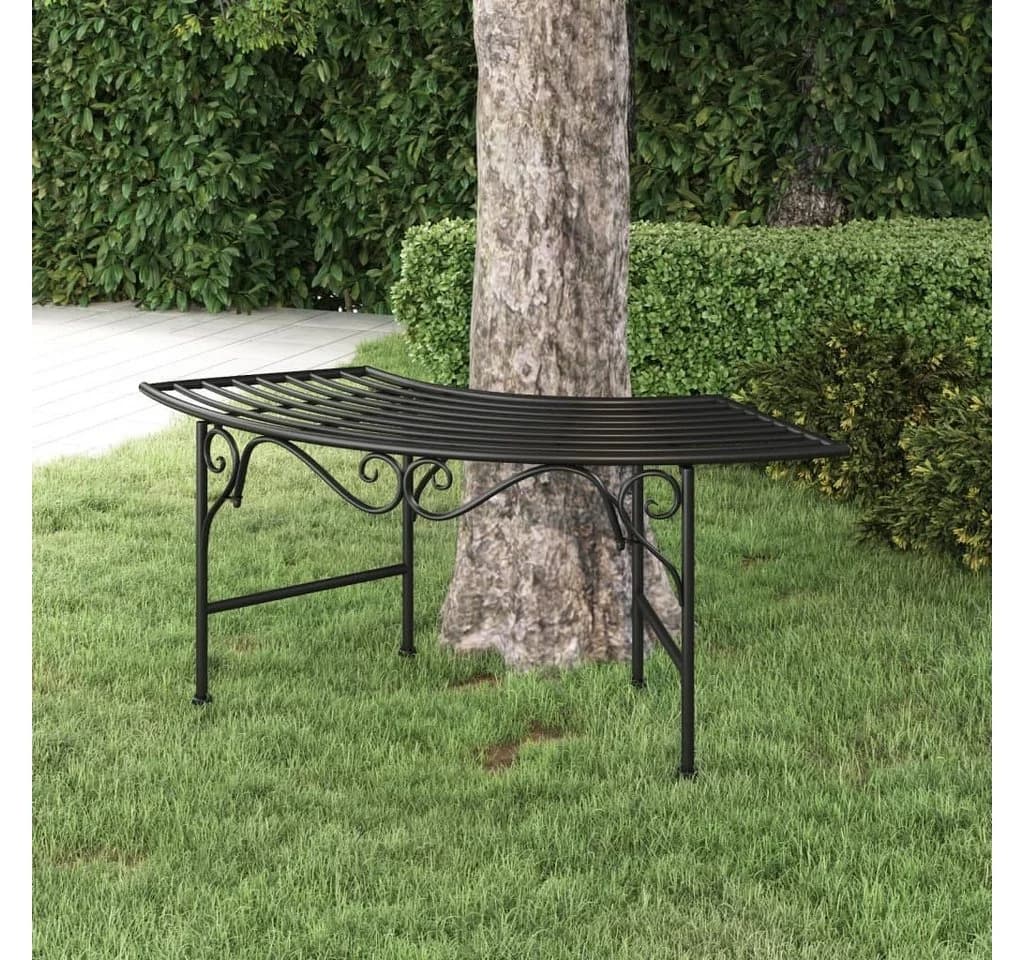 vidaXL Gartenbank Baumbank 113 cm Schwarz Stahl