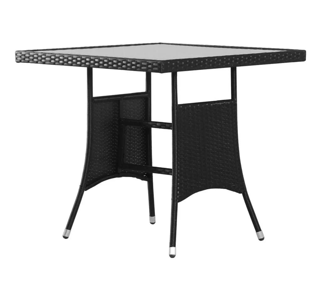 vidaXL Gartentisch Schwarz Poly Rattan mit Glasplatte - Bild 2
