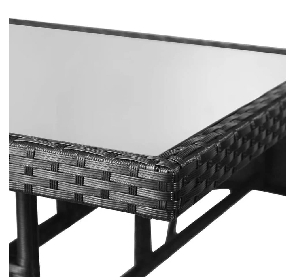 vidaXL Gartentisch Schwarz Poly Rattan mit Glasplatte - Bild 4