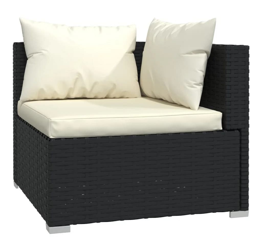 vidaXL Gartenlounge-Set 9-tlg. Schwarz Poly Rattan mit Kissen - Bild 5
