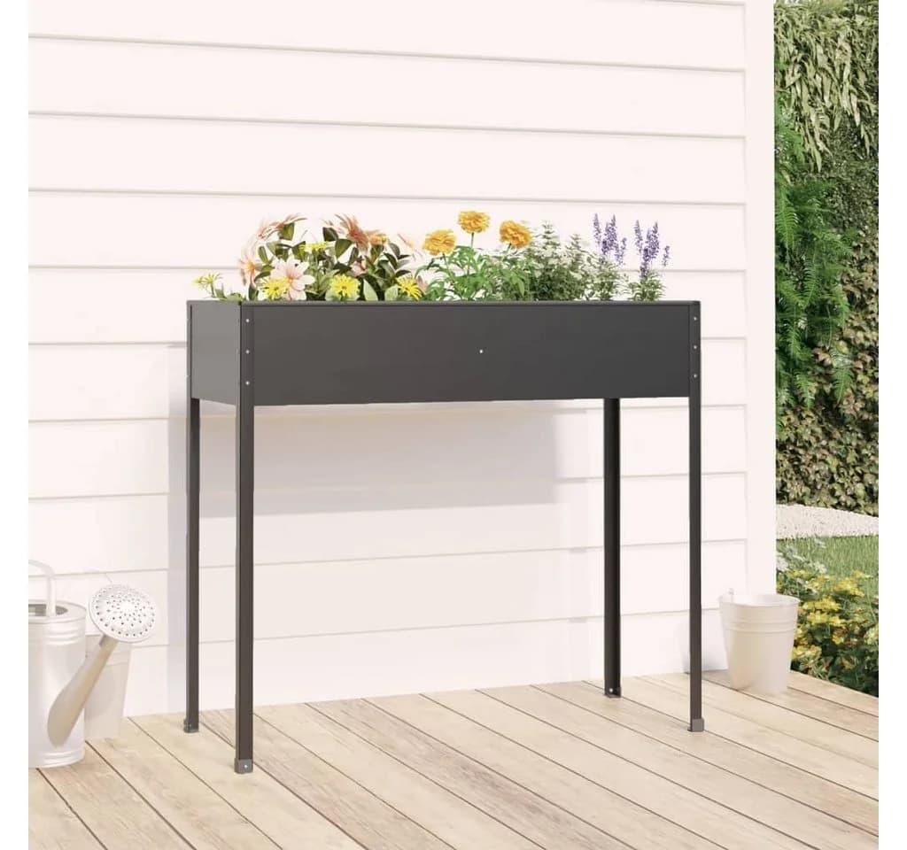 vidaXL Blumentopf Pflanzkübel Anthrazit Verzinkter Stahl