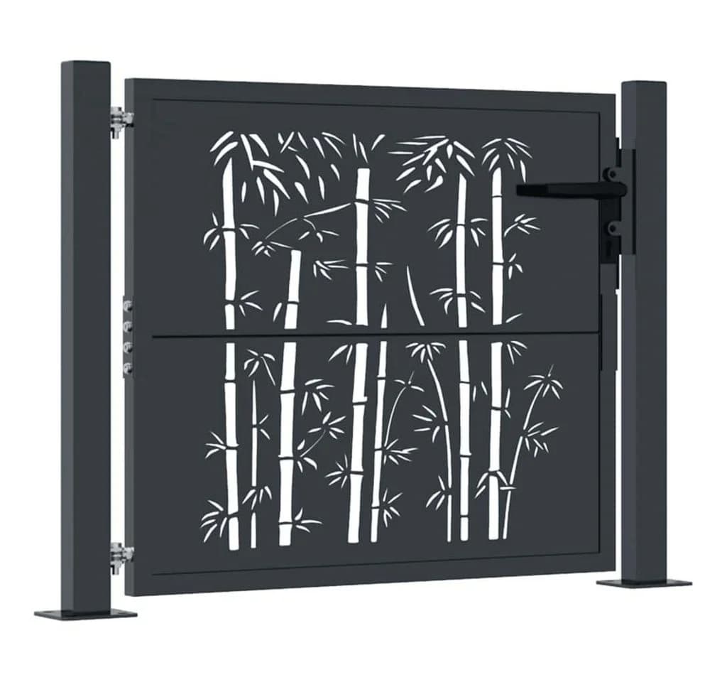 vidaXL Gartentor Anthrazit Stahl Bambus-Design - Bild 2