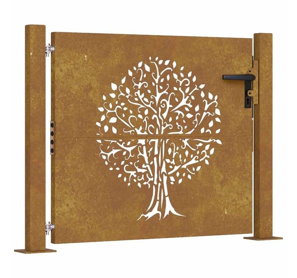 vidaXL Gartentor 100x75 cm Cortenstahl Baumdesign - Bild 2