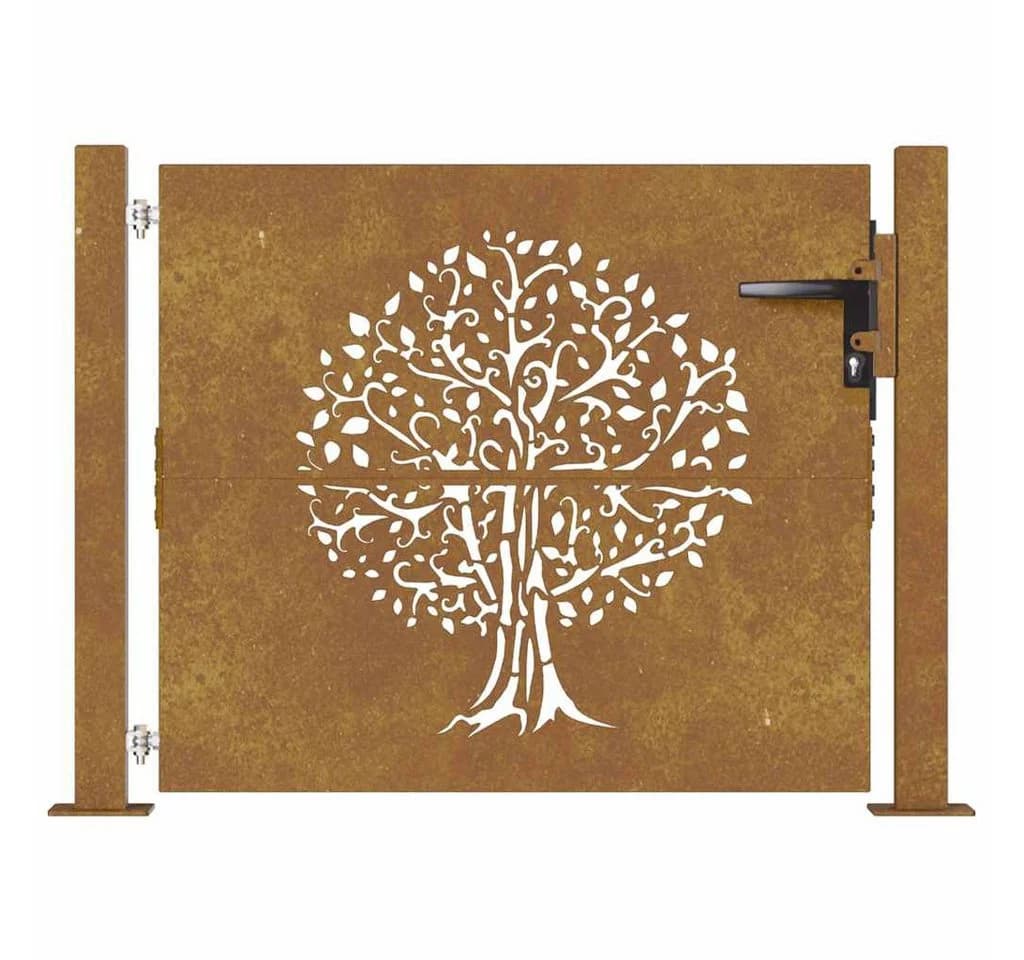 vidaXL Gartentor 100x75 cm Cortenstahl Baumdesign - Bild 4