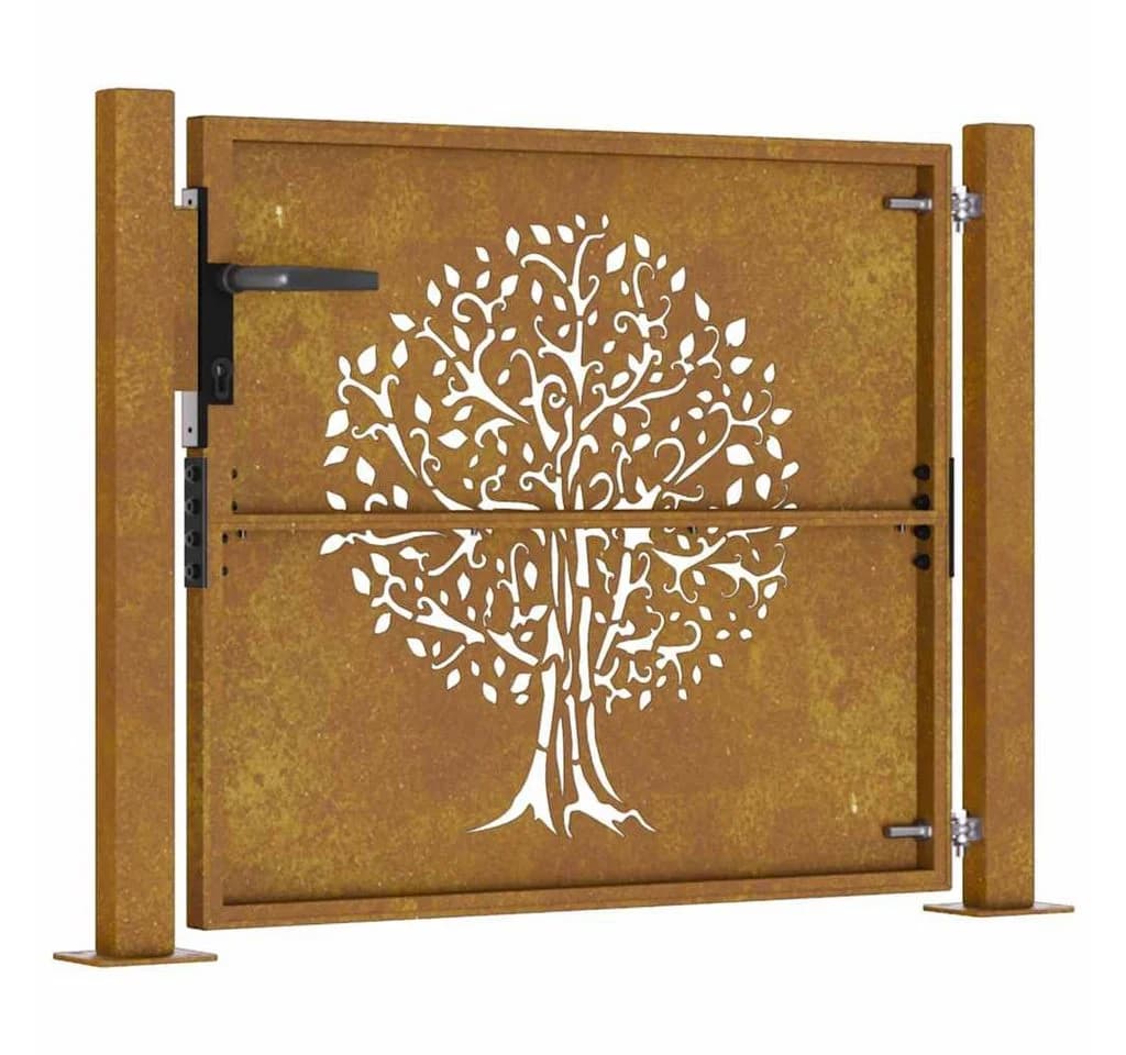 vidaXL Gartentor 100x75 cm Cortenstahl Baumdesign - Bild 5