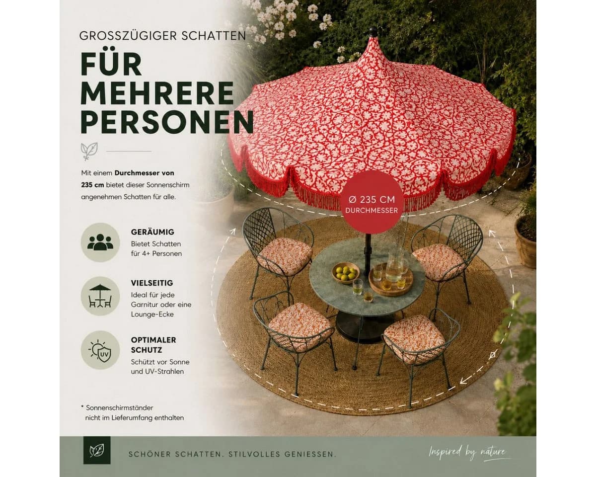 Mica Decorations Sonnenschirm Kelly Rot mit Tasche - Bild 5
