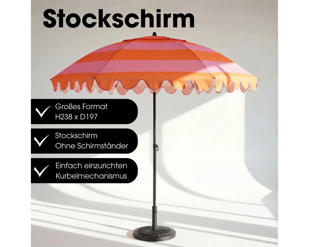 Mica Decorations Neigbarer Sonnenschirm Orange 238 x Ø197 cm