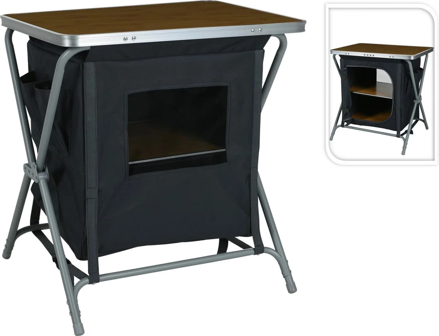 Koopman Campingtisch mit Schrank Aluminium Faltbar Holz-Optik - Bild 3