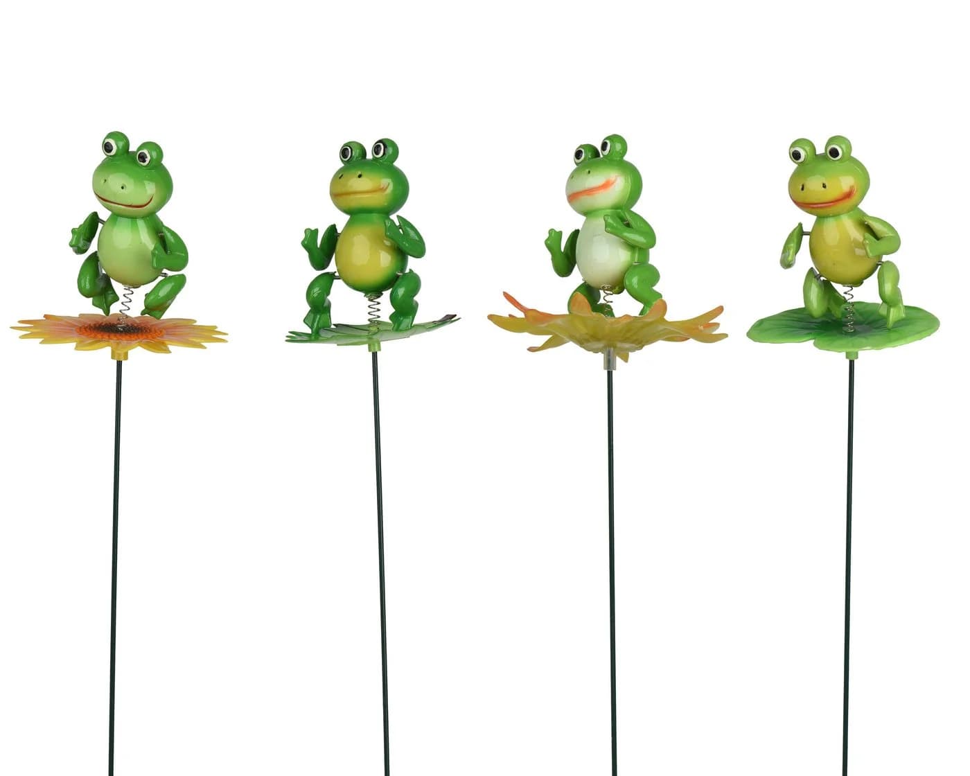 Decoris Gartenstecker Frosch Grün/Gelb Metall Kunststoff