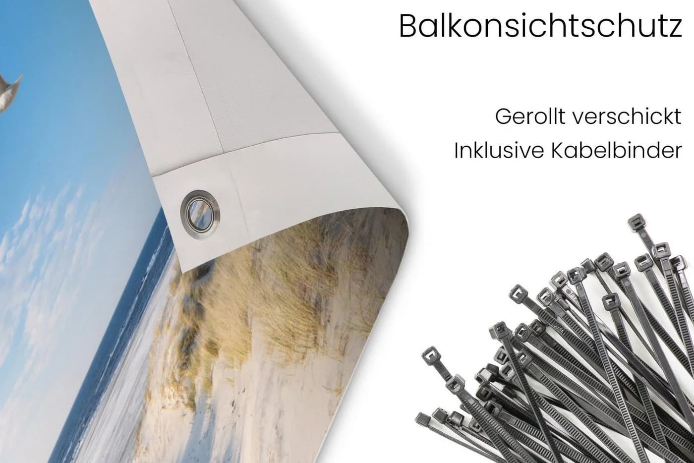MuchoWow Balkonsichtschutz Düne Möwe PVC 90x200 cm - Bild 5