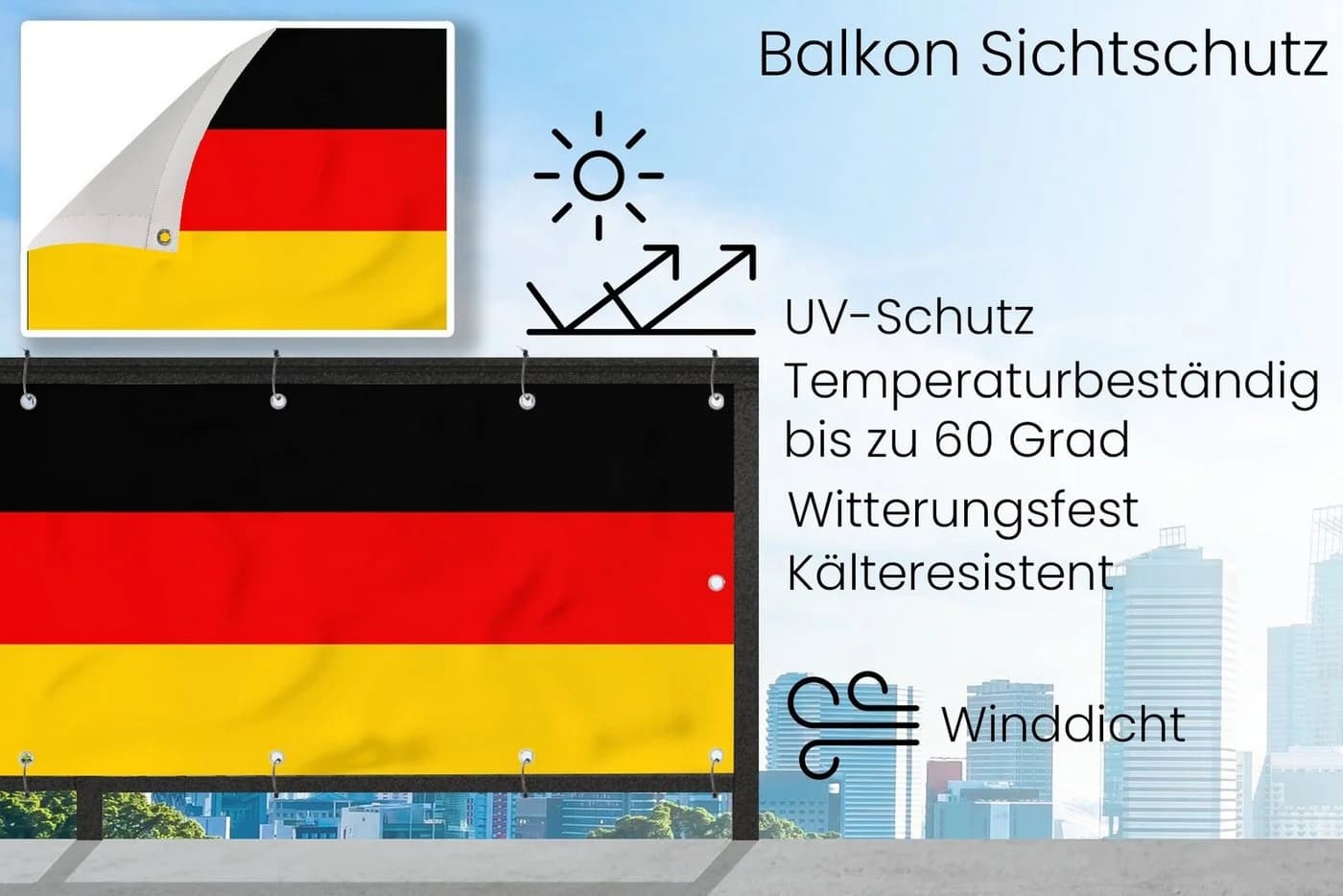 MuchoWow Balkonsichtschutz Deutschland Flagge PVC - Bild 3