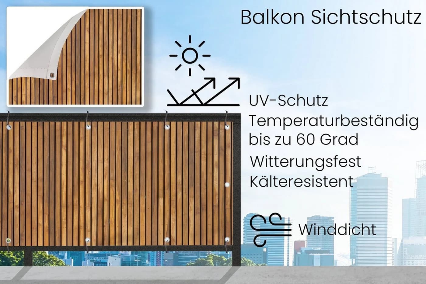 MuchoWow Balkonsichtschutz Latte PVC Braun Windschutz - Bild 3