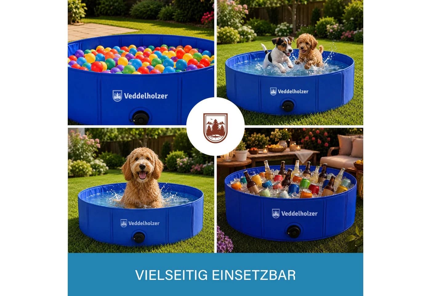 Veddelholzer Faltbarer Hundepool Blau Rutschfest - Bild 4
