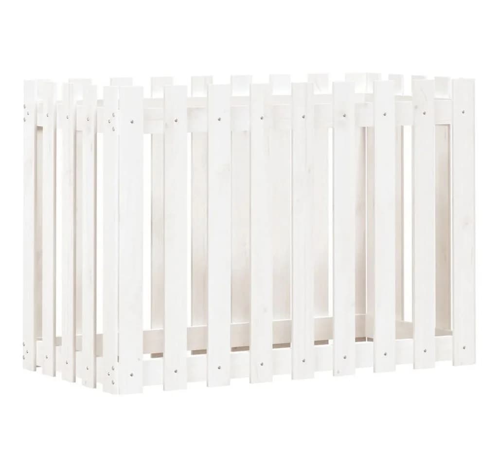 vidaXL Hochbeet Lattenzaun-Design Weiß Massivholz Kiefer - Bild 2