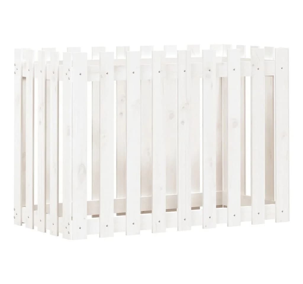 vidaXL Hochbeet Lattenzaun-Design Weiß Massivholz Kiefer - Bild 4