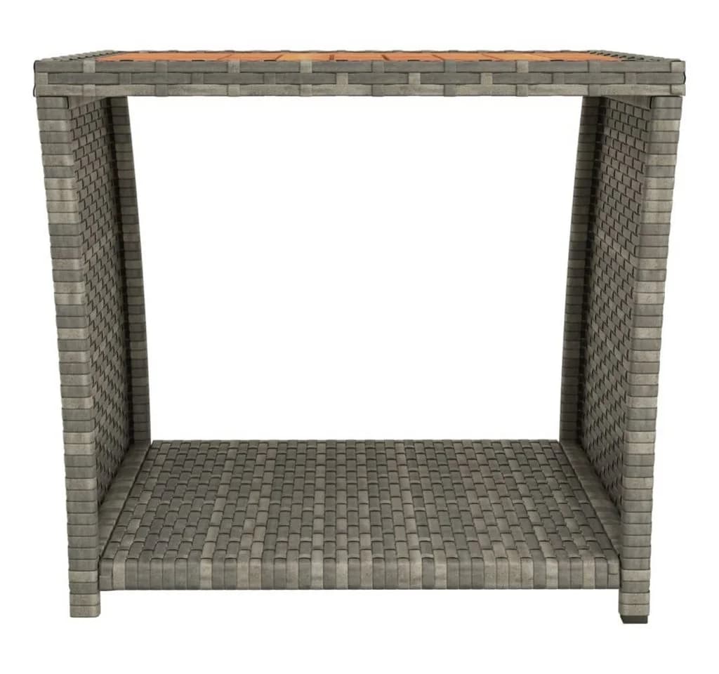 vidaXL Gartentisch Grau Poly Rattan & Massivholz - Bild 3