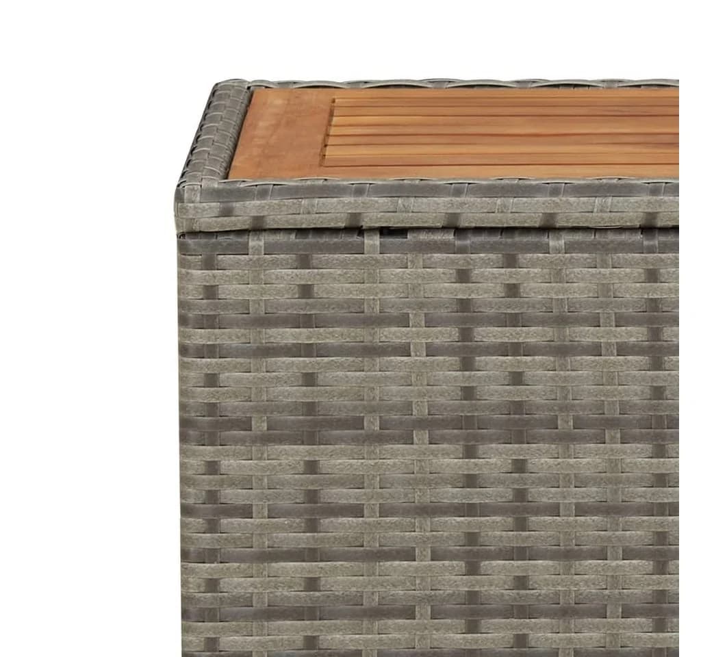 vidaXL Gartentisch Grau Poly Rattan & Massivholz - Bild 5