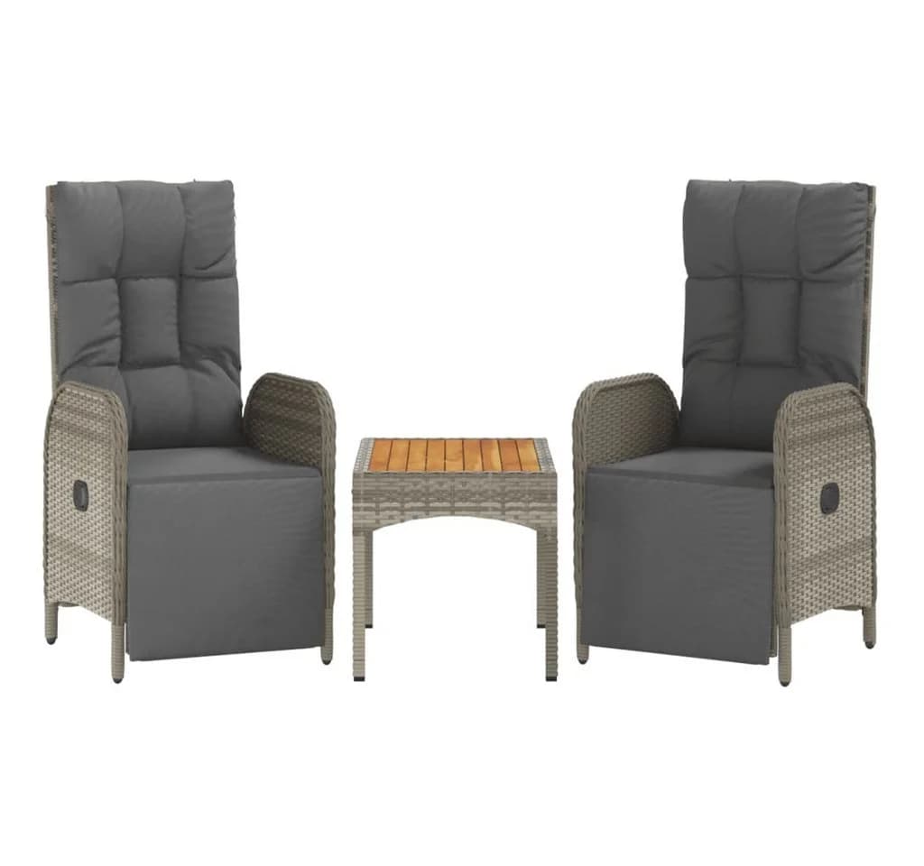 vidaXL Gartenstuhl-Set 2-tlg. mit Tisch Grau Poly Rattan - Bild 2