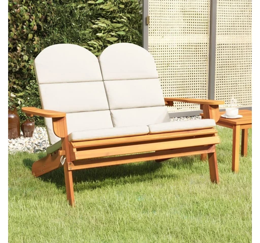 vidaXL Adirondack-Gartenbank mit Kissen Massivholz Beige