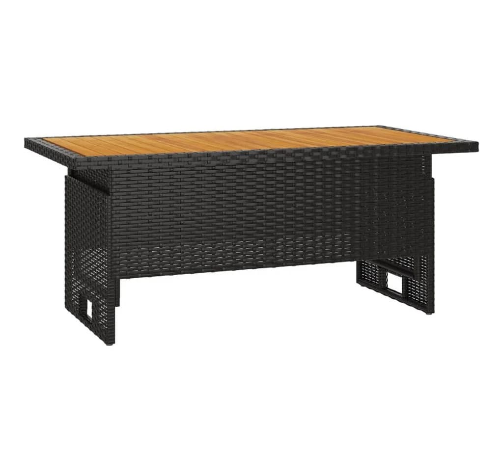 vidaXL Gartentisch Schwarz 100x50x43/63 cm Akazienholz & Poly Rattan - Bild 2