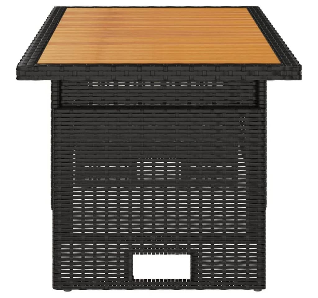 vidaXL Gartentisch Schwarz 100x50x43/63 cm Akazienholz & Poly Rattan - Bild 4