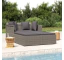 vidaXL Gartenliege Sonnenliege Grau Poly Rattan Bild 1
