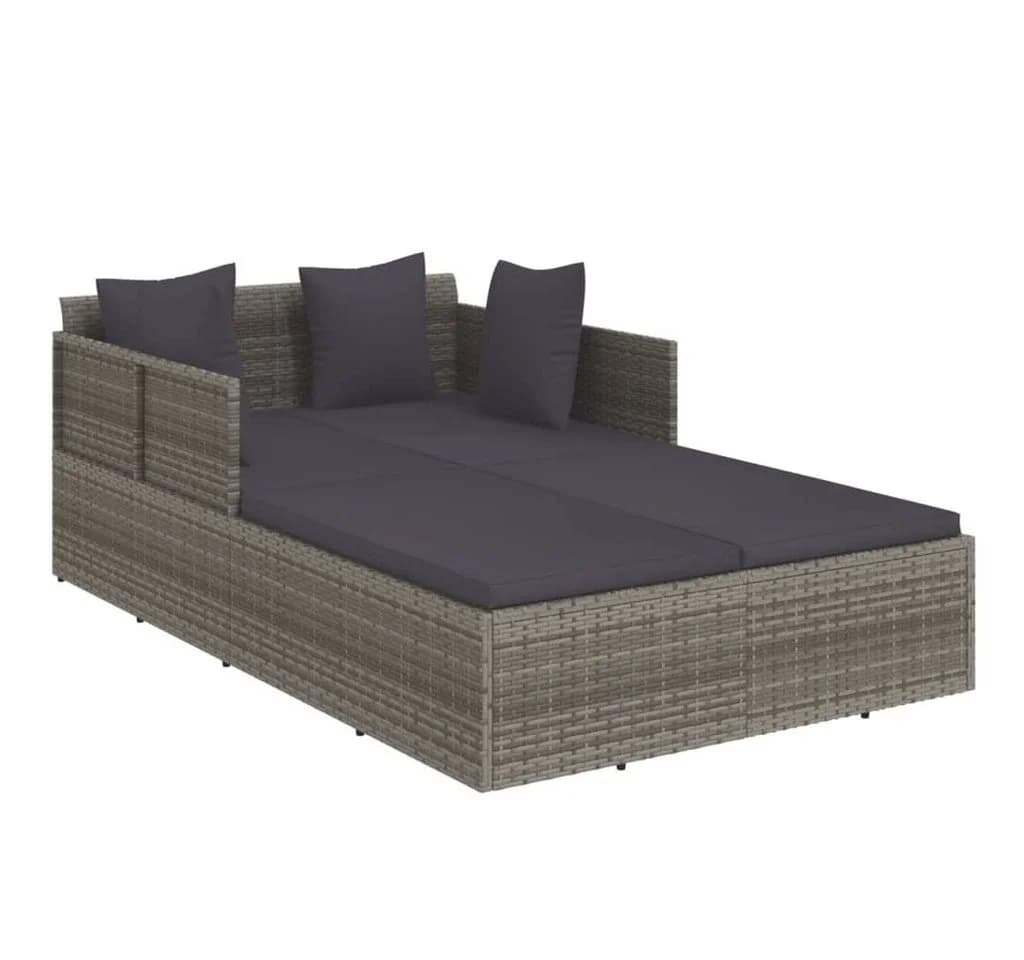 vidaXL Gartenliege Sonnenliege Grau Poly Rattan - Bild 2