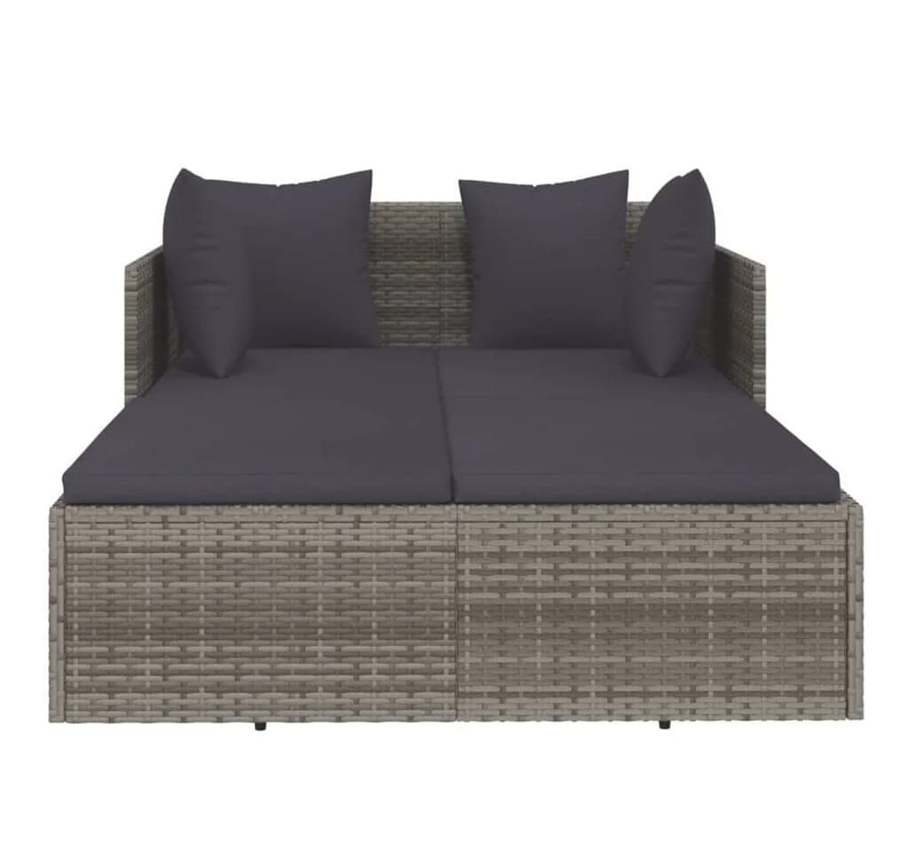 vidaXL Gartenliege Sonnenliege Grau Poly Rattan - Bild 3