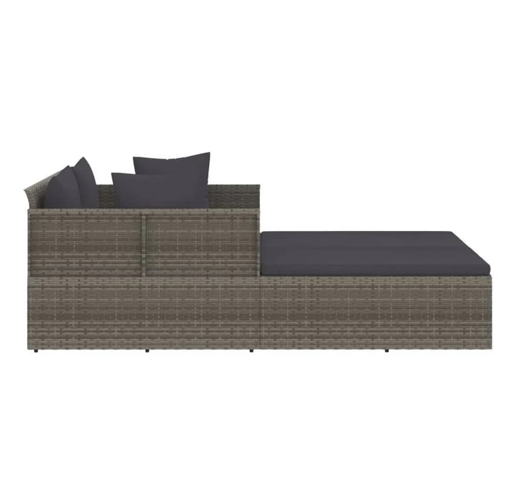 vidaXL Gartenliege Sonnenliege Grau Poly Rattan - Bild 4