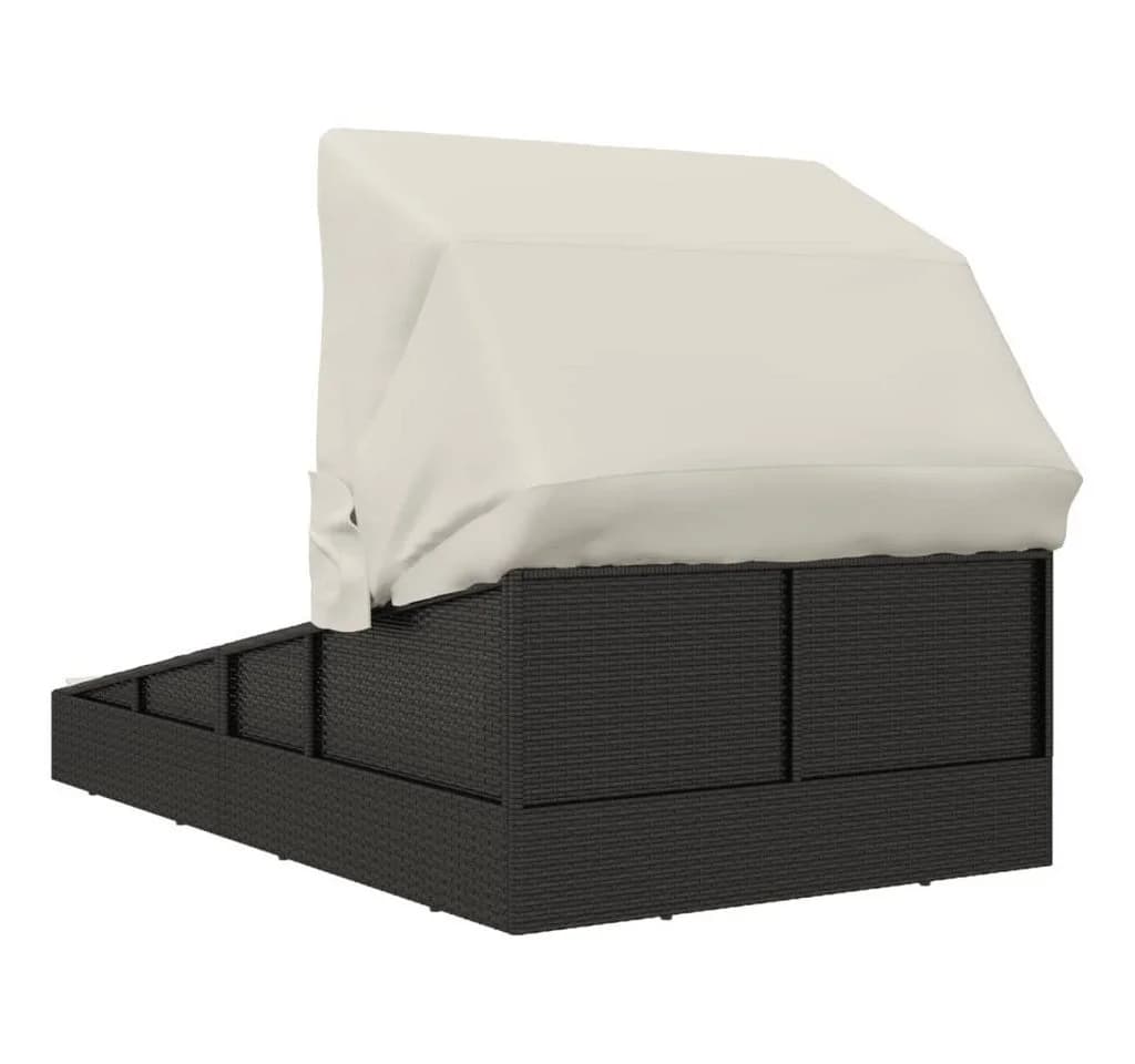 vidaXL Gartenliege mit Faltdach Schwarz PE-Rattan - Bild 5