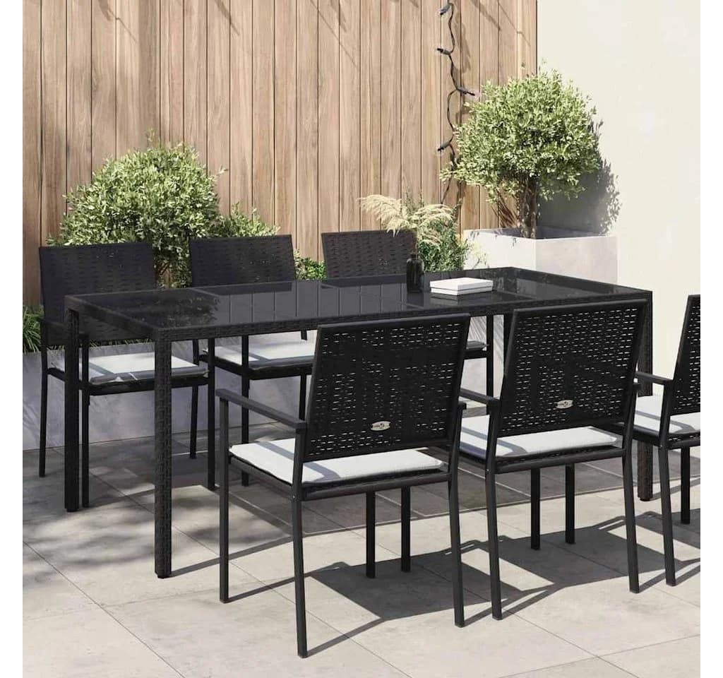 vidaXL Gartentisch Schwarz Poly-Rattan
